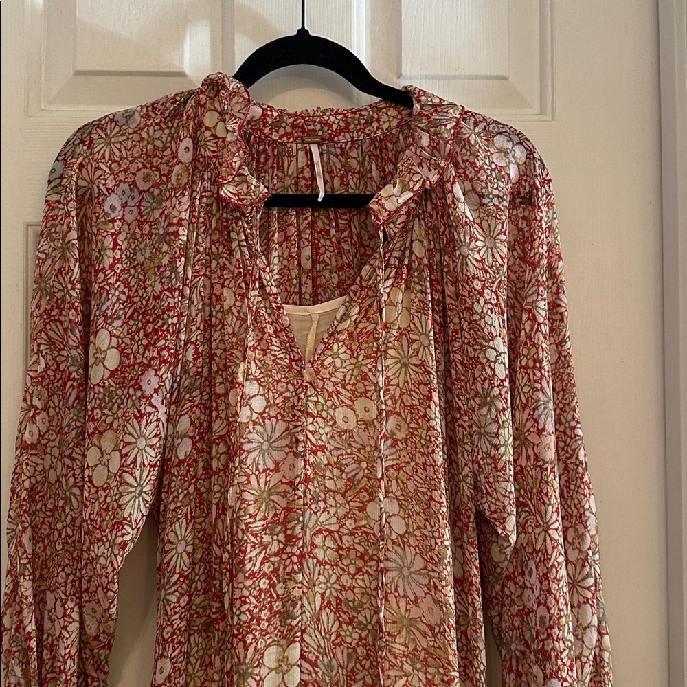 Free People Feeling Groovy maxi dress in floral print XS red combo boho - Picture 4 of 7